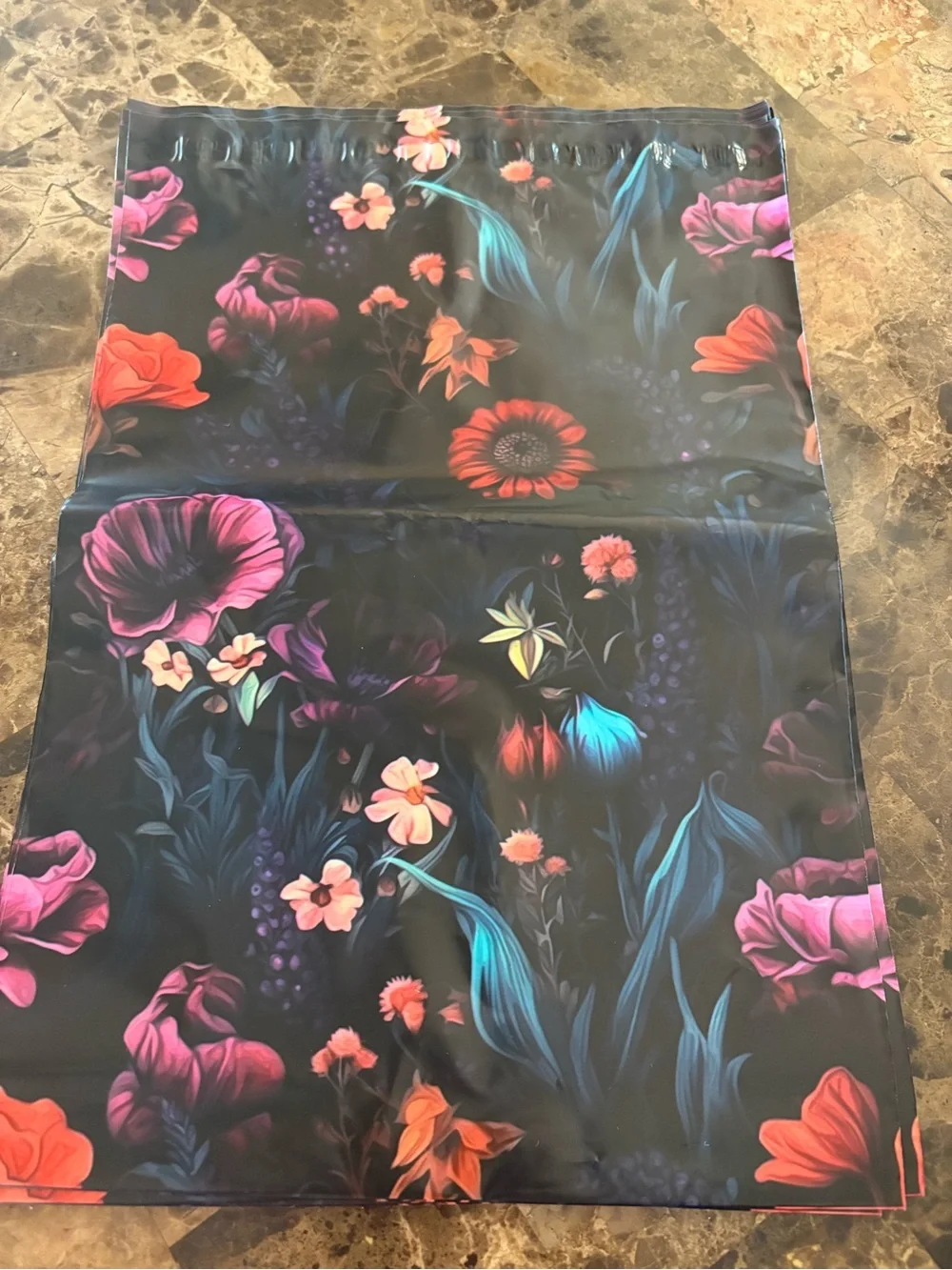 13 - 10 X 13 Floral  Black Shipping Mailer Bag - Premium Decorative Poly Mailer